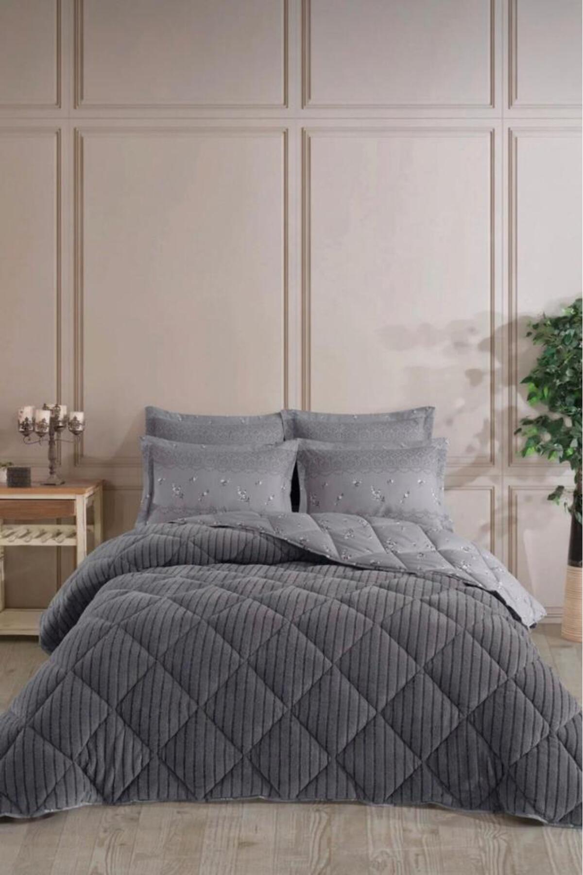 Wellsoft Jacquard Bedding Set 4-Piece Double Anthracite