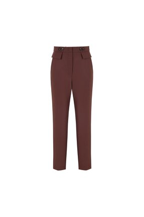 BİRELİN Düğme Detaylı Cigarette Pantolon Kahve