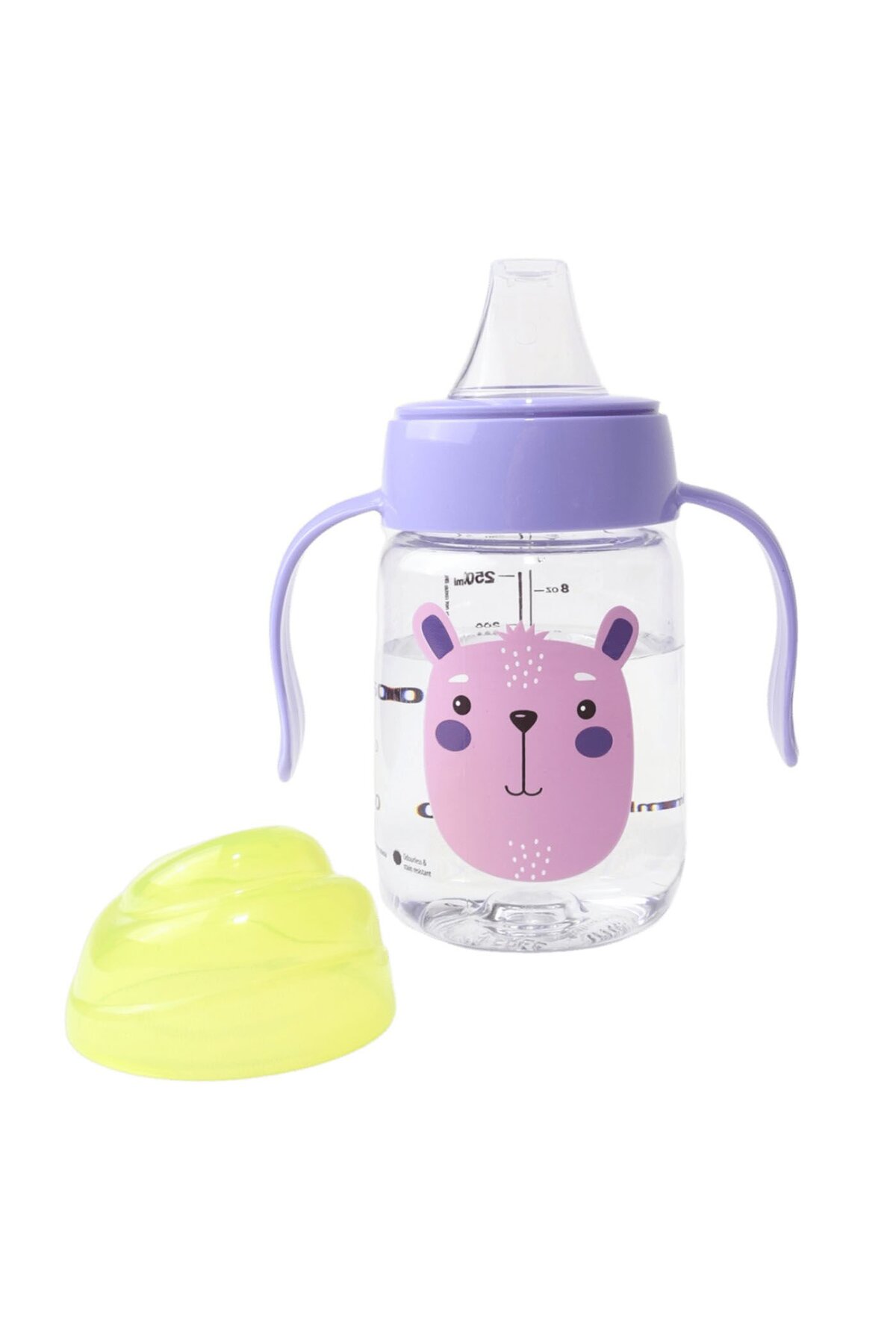 bebegen Bebekevi Unisex Yeşil Mor kulplu Ayılı Desenli Suluk 6+ Ay fotoğrafı 3 (önizleme)