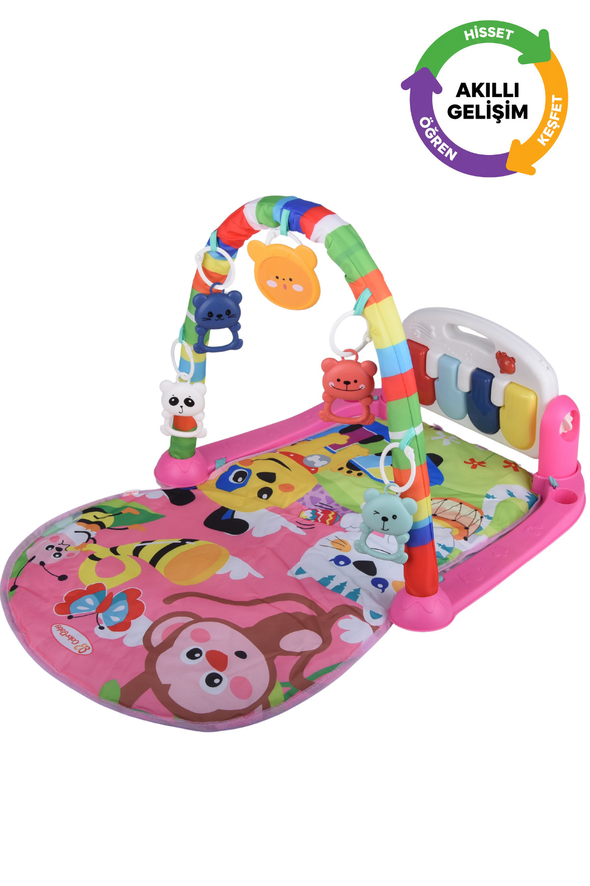 Sweden Baby Premium Safari 5-in-1 Piyanolu Oyun Halısı-Işıklı Piyano,Çoklu Melodi,Çift Yönlü Çıngırak