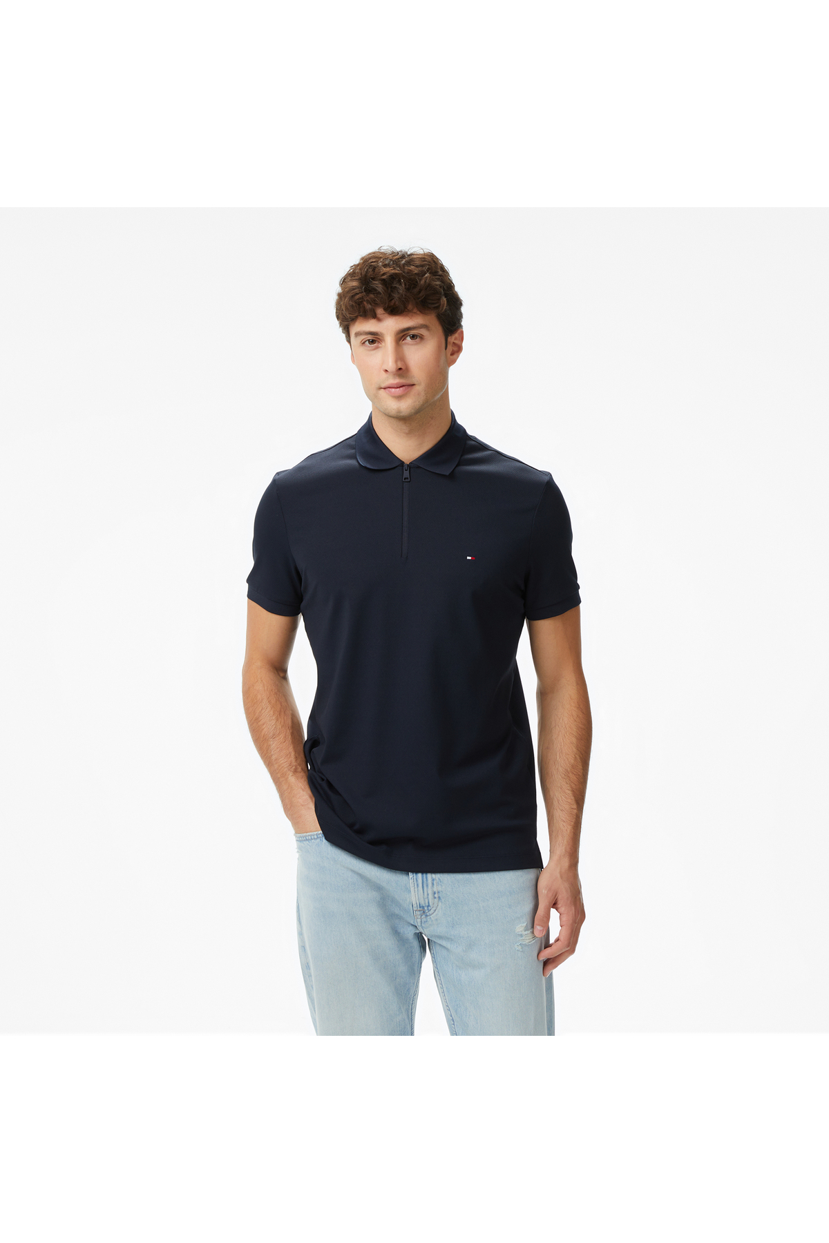 تامی هیلفیگر تی‌شرت یقه پولو سرمه‌ای مردانه پیکه