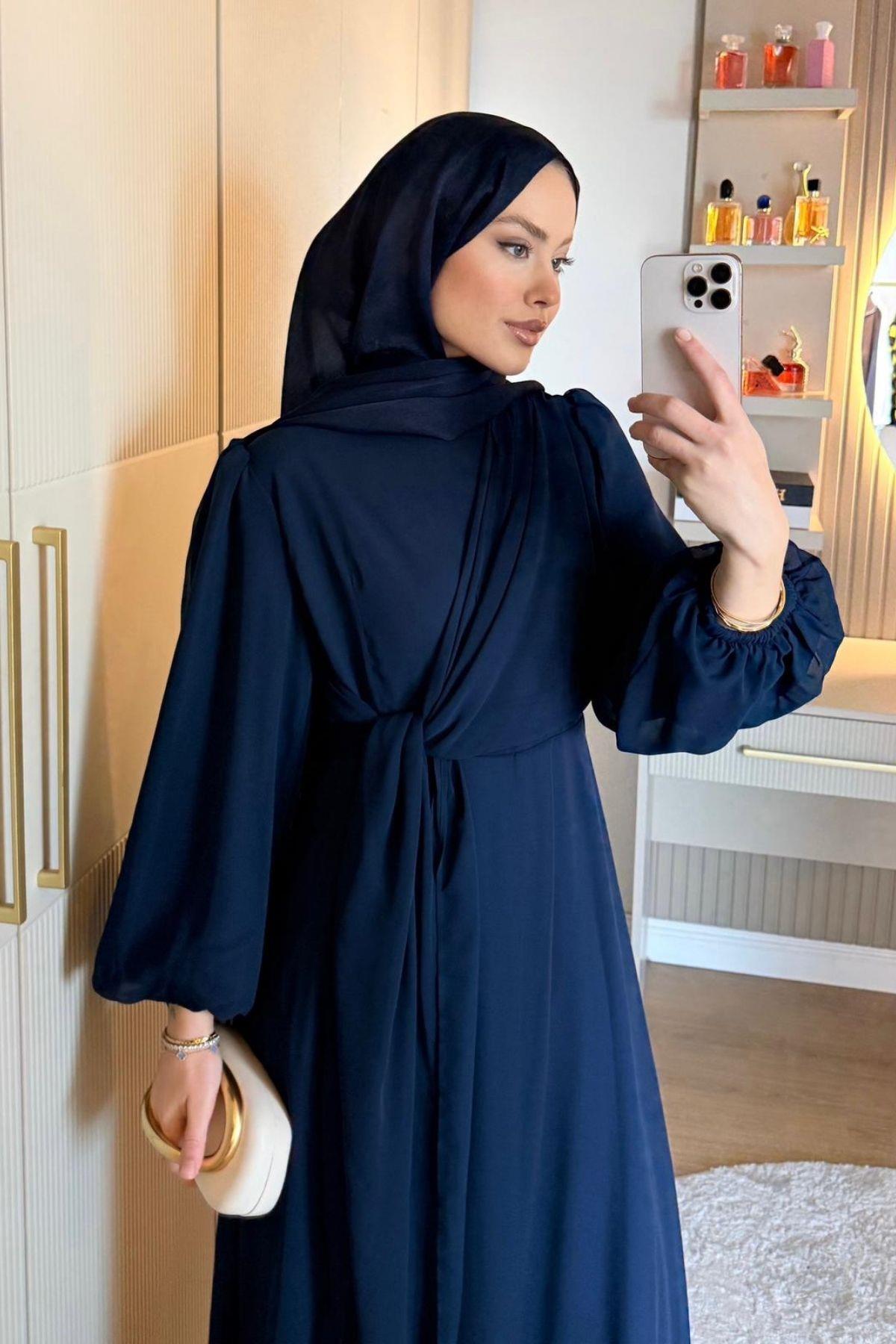 فستان إيليدا شيفون أزرق كحلي