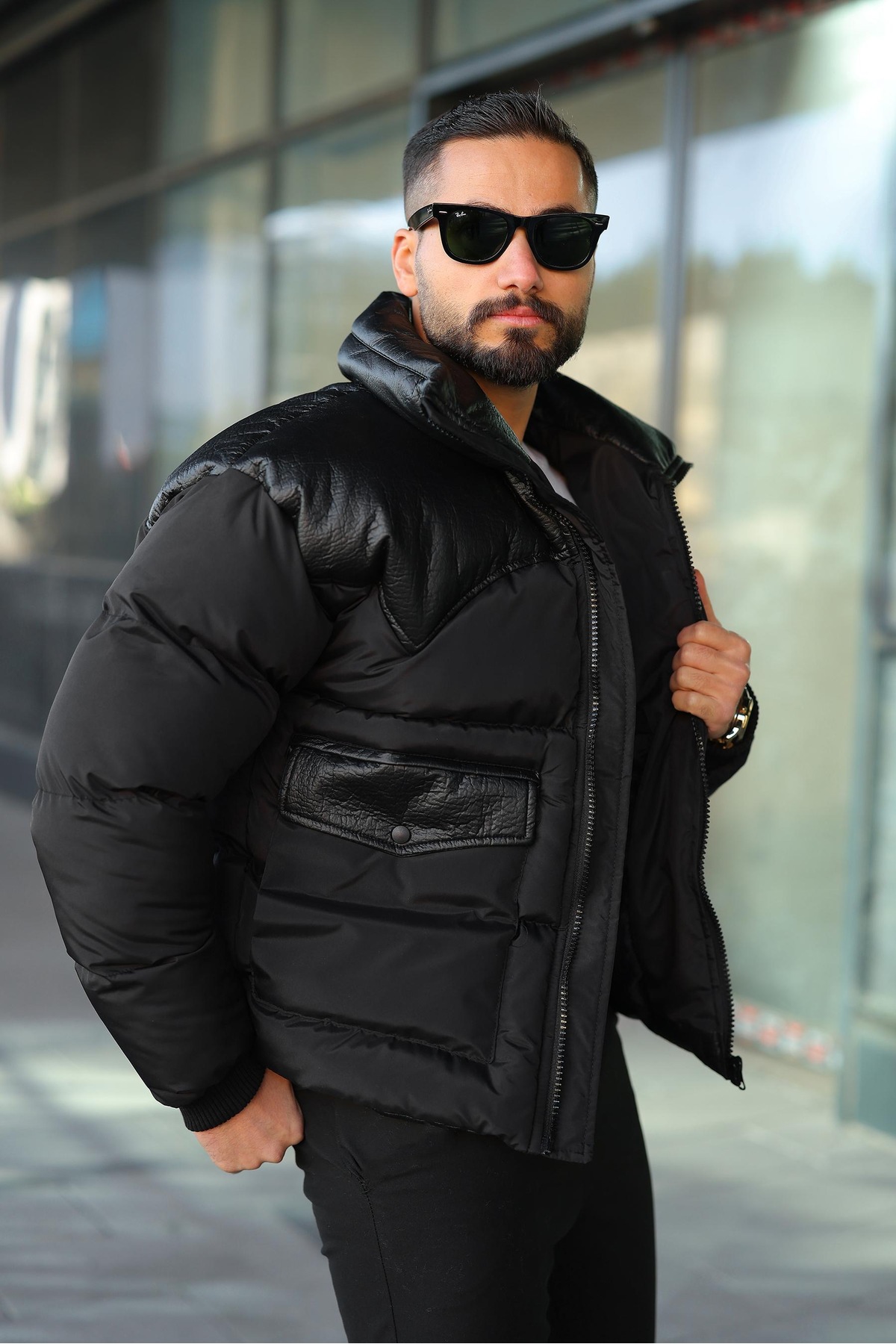 ERKEK TASARIM KIŞLIK ŞİŞME MONT — مشکی 8055 — تصویر 2 از 4