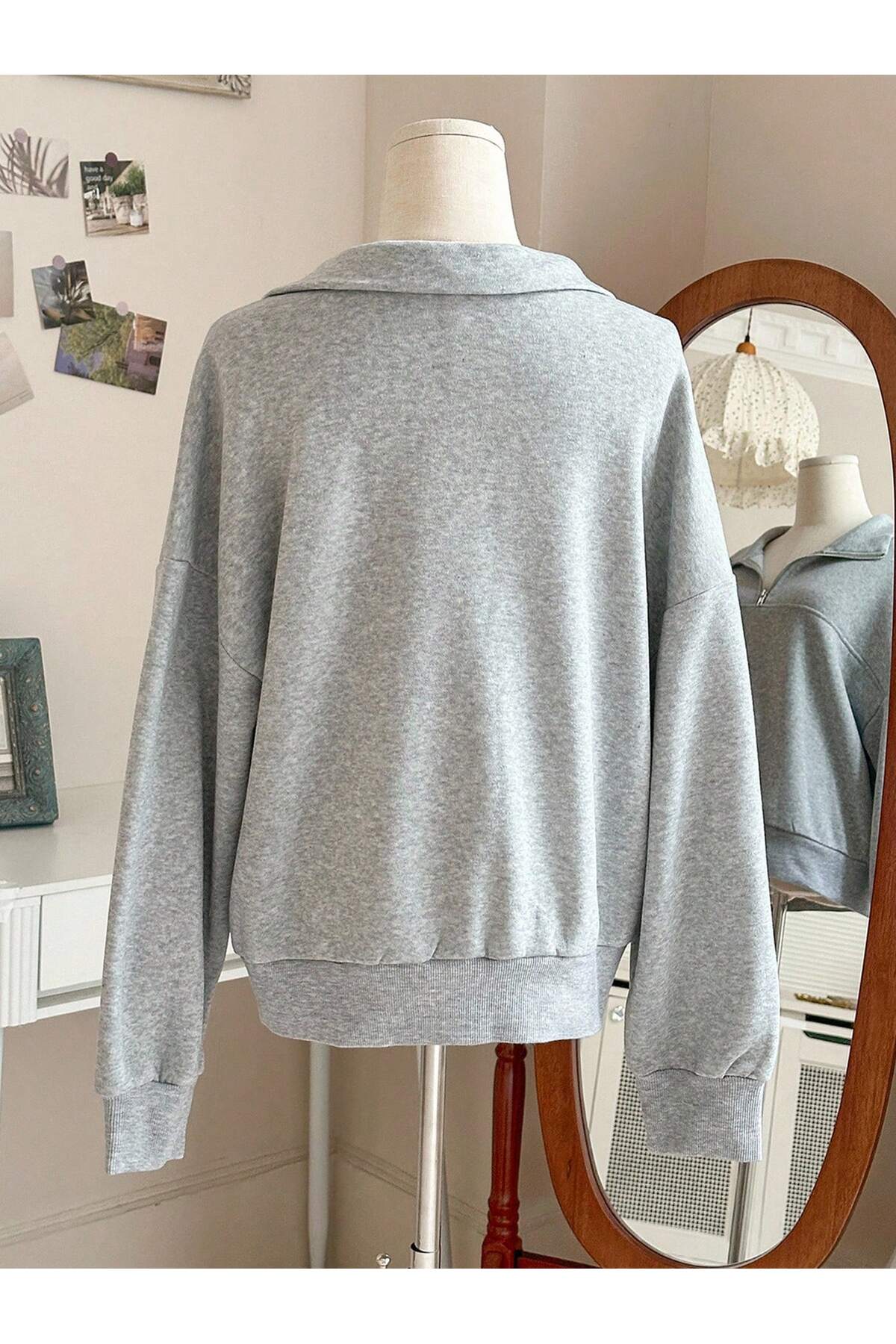 MONFİ  KADIN YARIM FERMUARLI SWEATSHİRT - Görsel 5