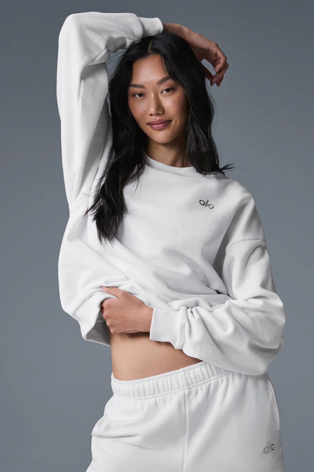 HepsitrentStore White Oversize Crew Neck Long Sleeve Sweatshirt