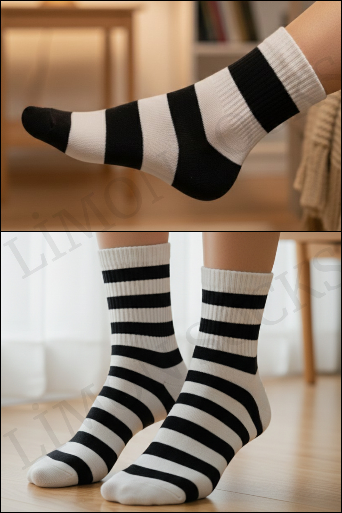 Unisex Daltonlar Model Çizgili Pamuklu (4 Çift) Kadın Çorap Beyaz Erkek Çorap — görsel 7 · 102832480230