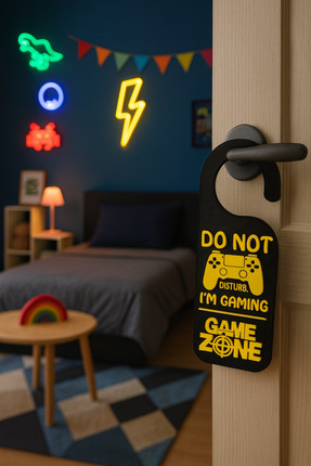 AtölyeKekik Gaming Kapı Askısı – Game Zone Temalı Oyuncu Odası Kapı Süsü (20x...