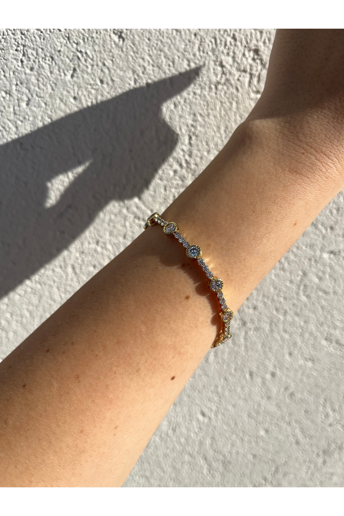 14k gold renk kararmaz oval taşlı bileklik
