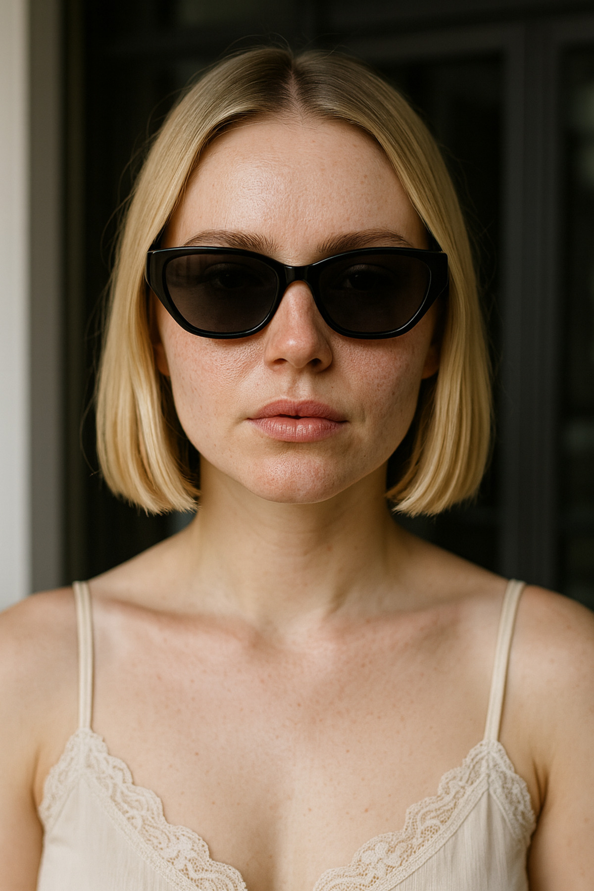 Houseofeyeris CORVINA — Siyah Çerçeve Dar Oval/Cat-Eye GÜNEŞ GÖZLÜĞÜ | Siyah (Smoke) Lens UV400