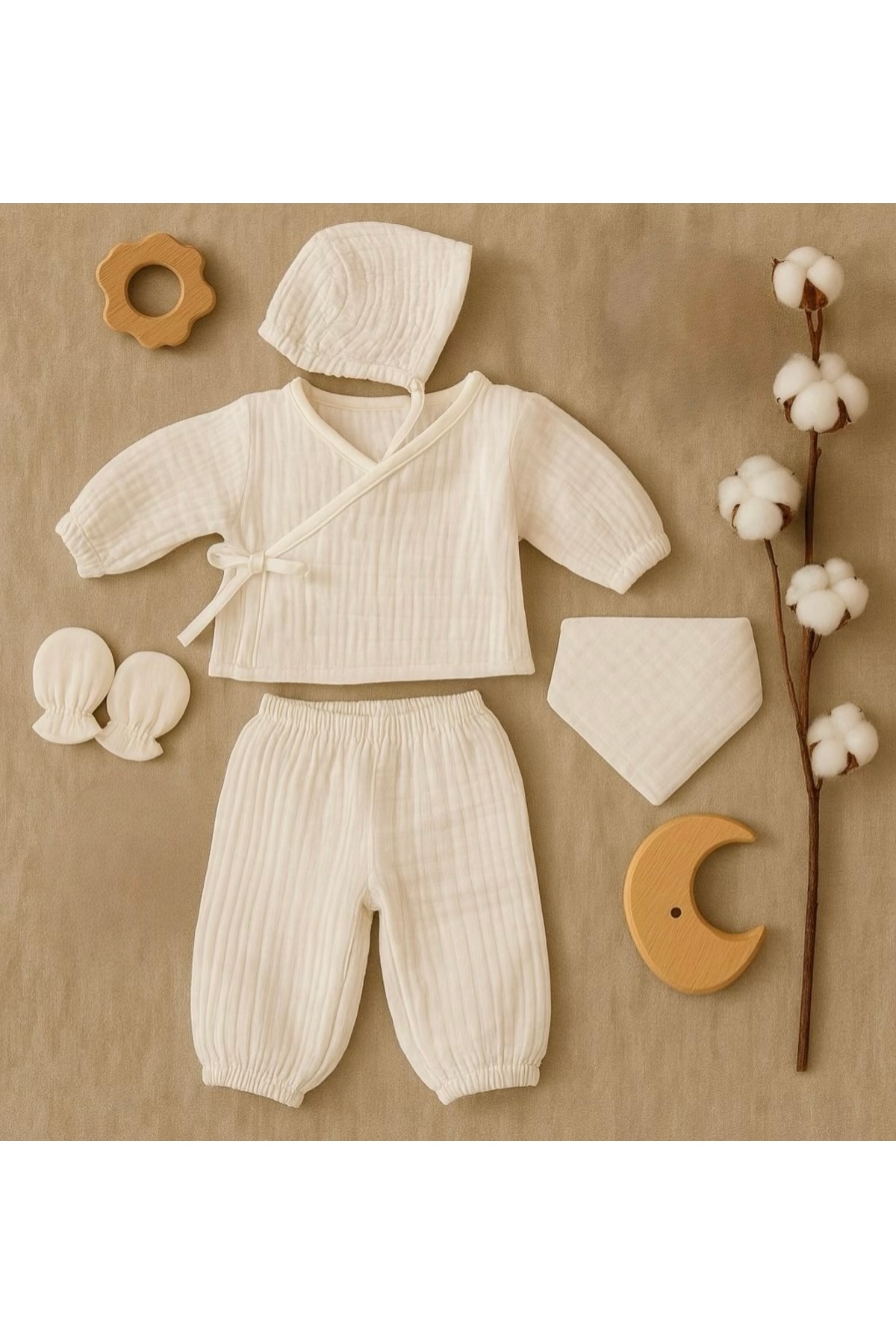 Heianmono Kids 4 Kat Müslin % 100 Pamuk Yeni Doğan 10'lu Bebek Seti (Erkek Bebek-Unisex) fotoğrafı 2 (önizleme)