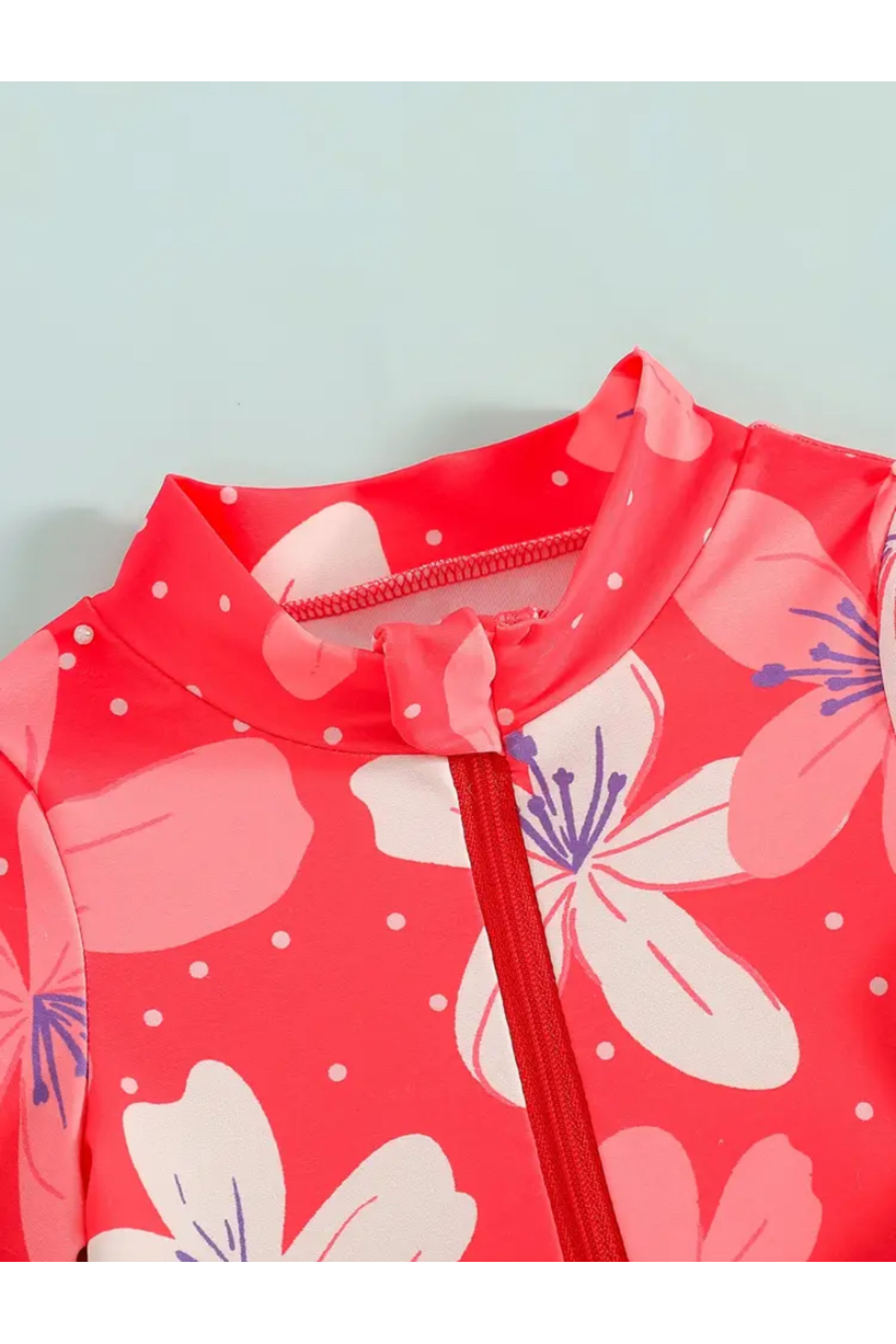 MODA Kız bebek çiçek desenli kısa kollu tek parça mayo, fermuarlı tasarım pembe veya yeşil fotoğrafı 2 (önizleme)