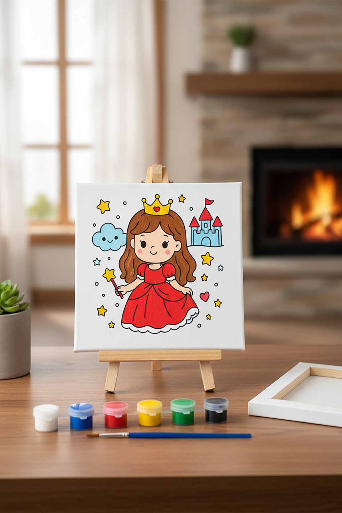 RenkliİzlerAtölyesi Çocuk Tuval Boyama Seti (Pamuk Prenses)