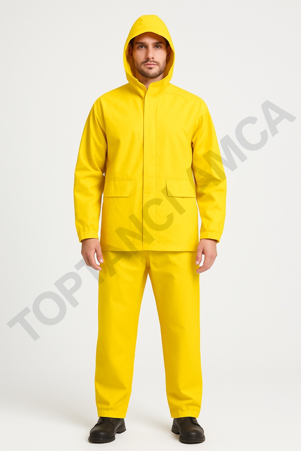 Toptancı Amca Sarı 2’li Yağmurluk Takımı 0.32 Micron Kalın Cepli Kapüşonlu Fermuarlı Çıtçıtlı (Üst+Pantolon) fotoğrafı 4 (önizleme)
