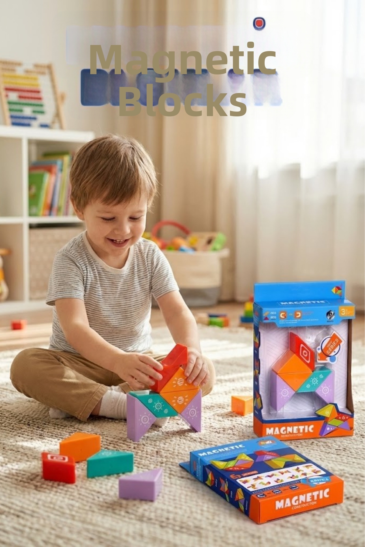 craftivio Magnetic Building Blocks 6 Pieces - Educational 3-Dimensional Intelligence and Reasoning Game - Magnetic Tangram Puzzle
