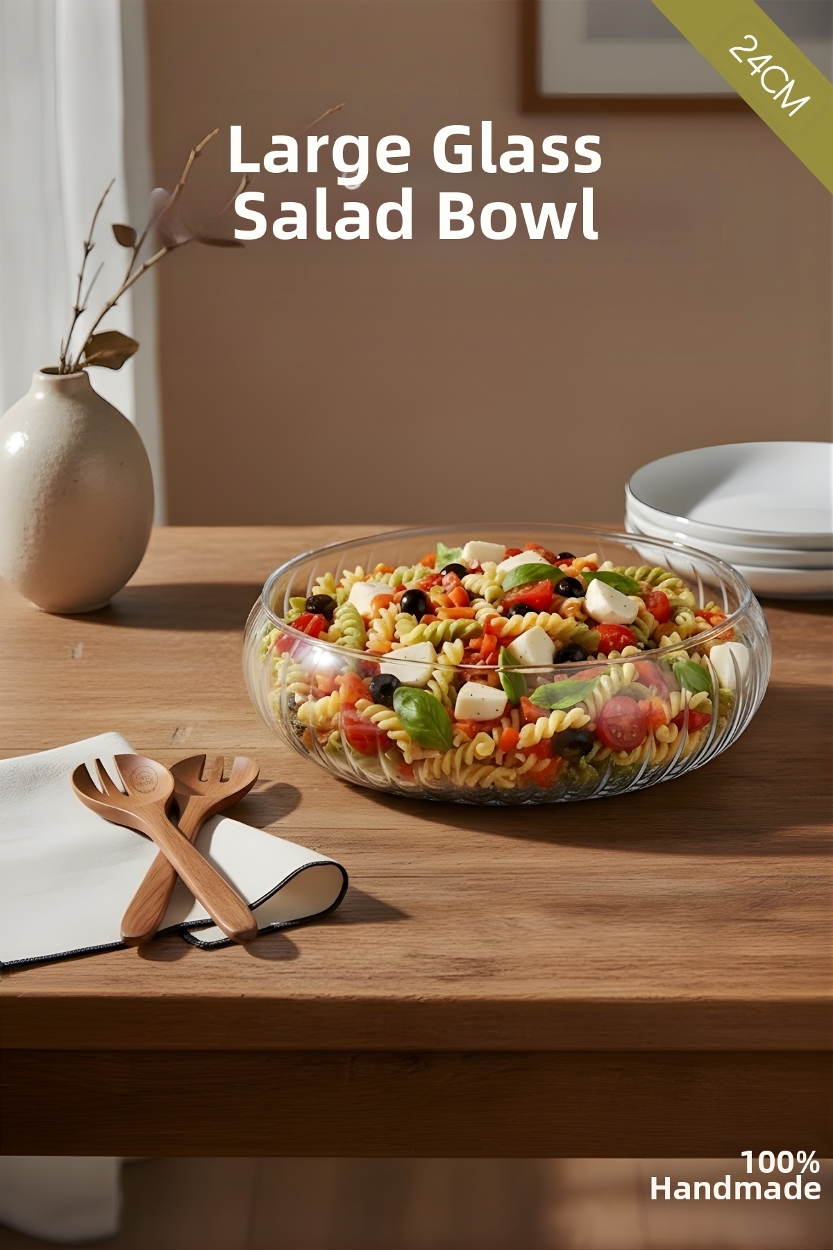 We House Bol de salată din sticlă de dimensiuni mari - Bol în stil nordic - B...