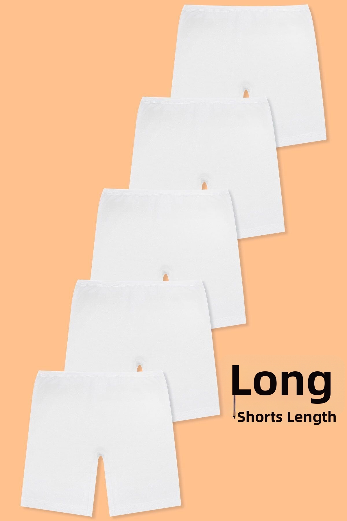 Öts Girl's 5-Piece White Cotton Lycra Long Boxer Tights