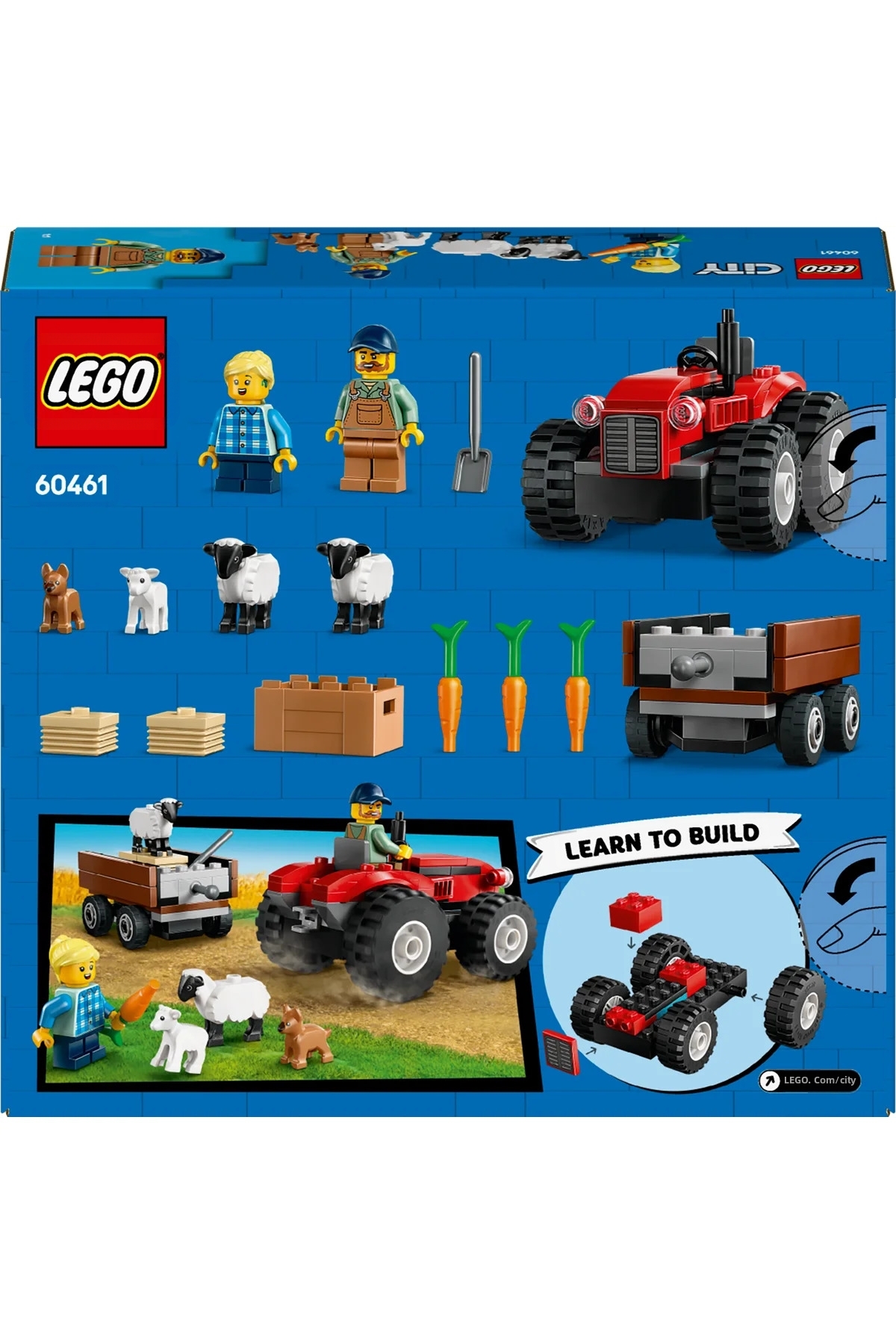ماکت ساختنی تراکتور با تریلر و گوسفند City Red Farm® مدل 60461 برای کودکان بالای ۴ سال (۱۱۶ قطعه)