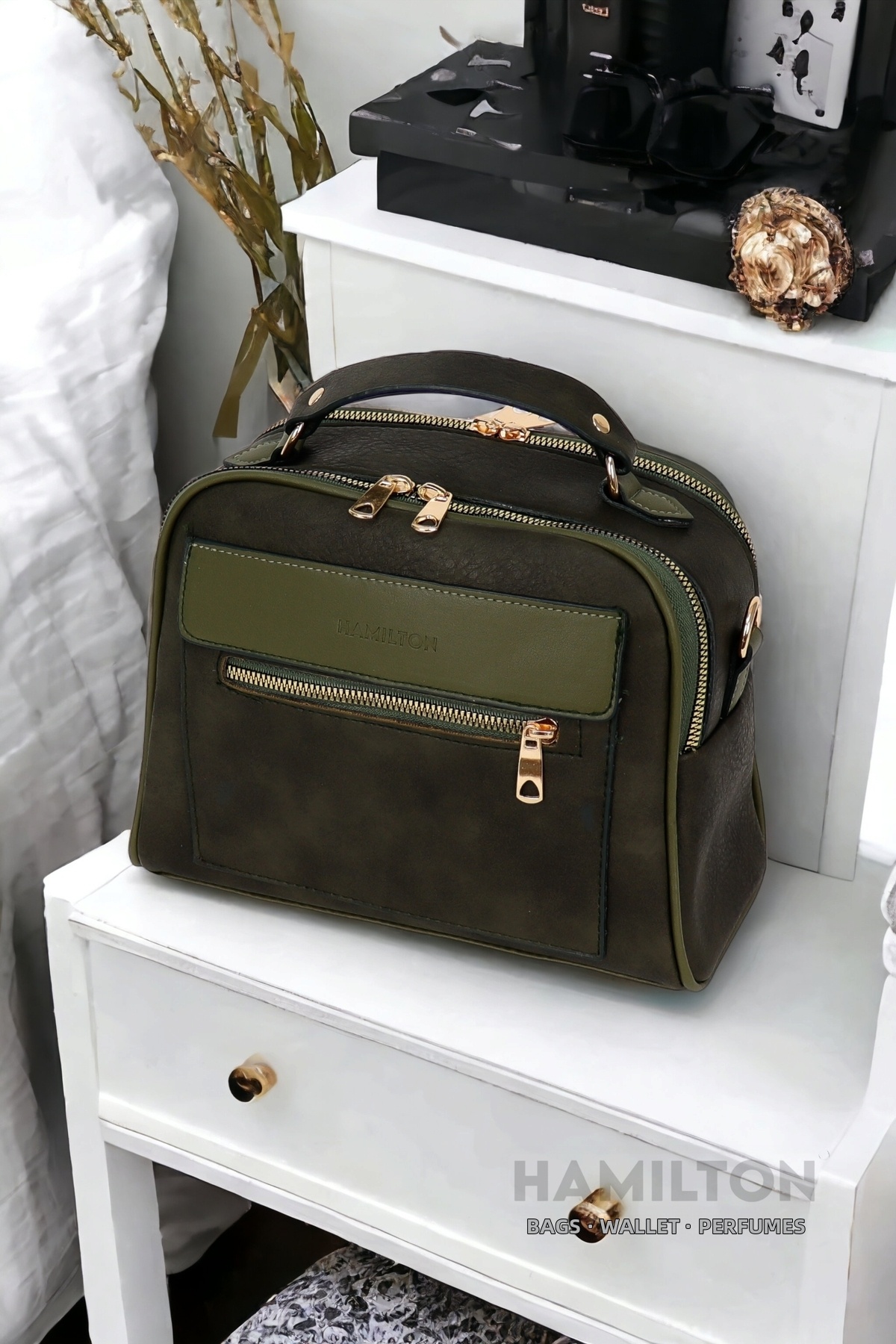 HAMILTON Eredeti női kereszttest és kézitáska állítható pánttal, bőr texturál...