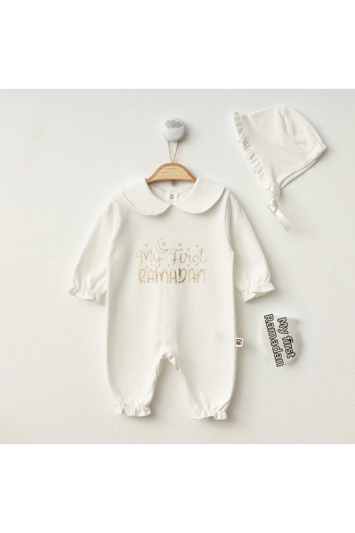 Minimus Newborn Baby Girl-Boy Written Hat-Gloves Baby Collar Jumpsuit Set Newborn Hospital Exit