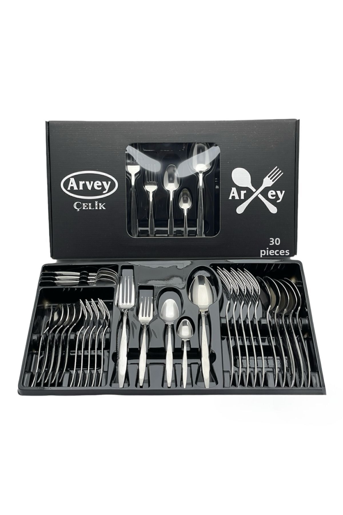 ARVEY 30-Piece 6-Person Fork and Spoon Set Pointed Model (BOXED)