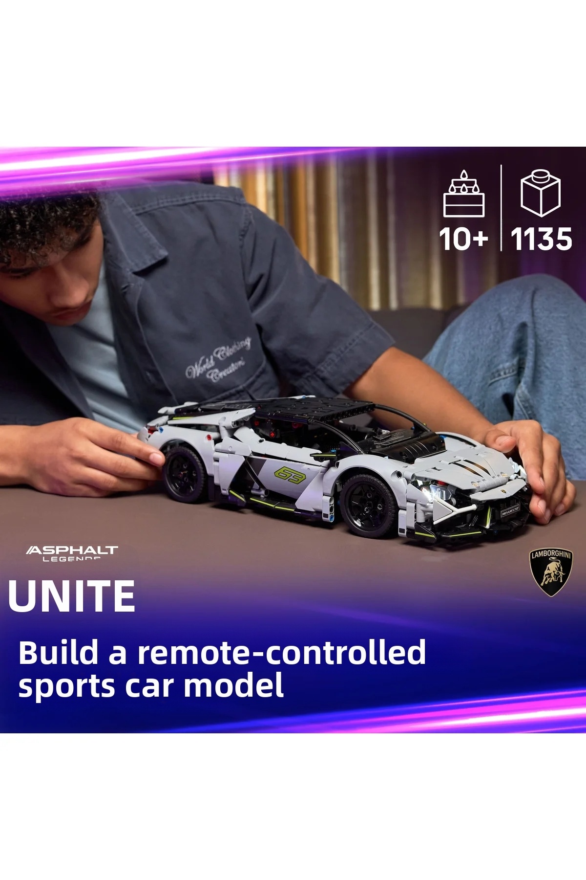 ® ماشین سوپر اسپرت تکنیک لامبورگینی رووِولتُو ۴۲۲۱۴ – کیت ساخت اسباببازی برای کودکان ۱۰ سال به بالا (۱۱۳۵P)