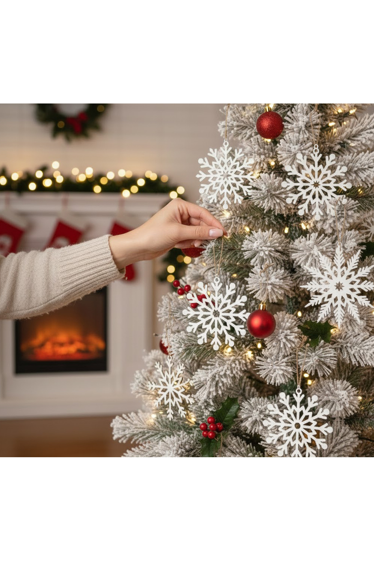 samsunlazer 15 Adet | 3mm Ahşap Kar Tanesi Yılbaşı Ağacı Süsü Seti | Doğal MDF