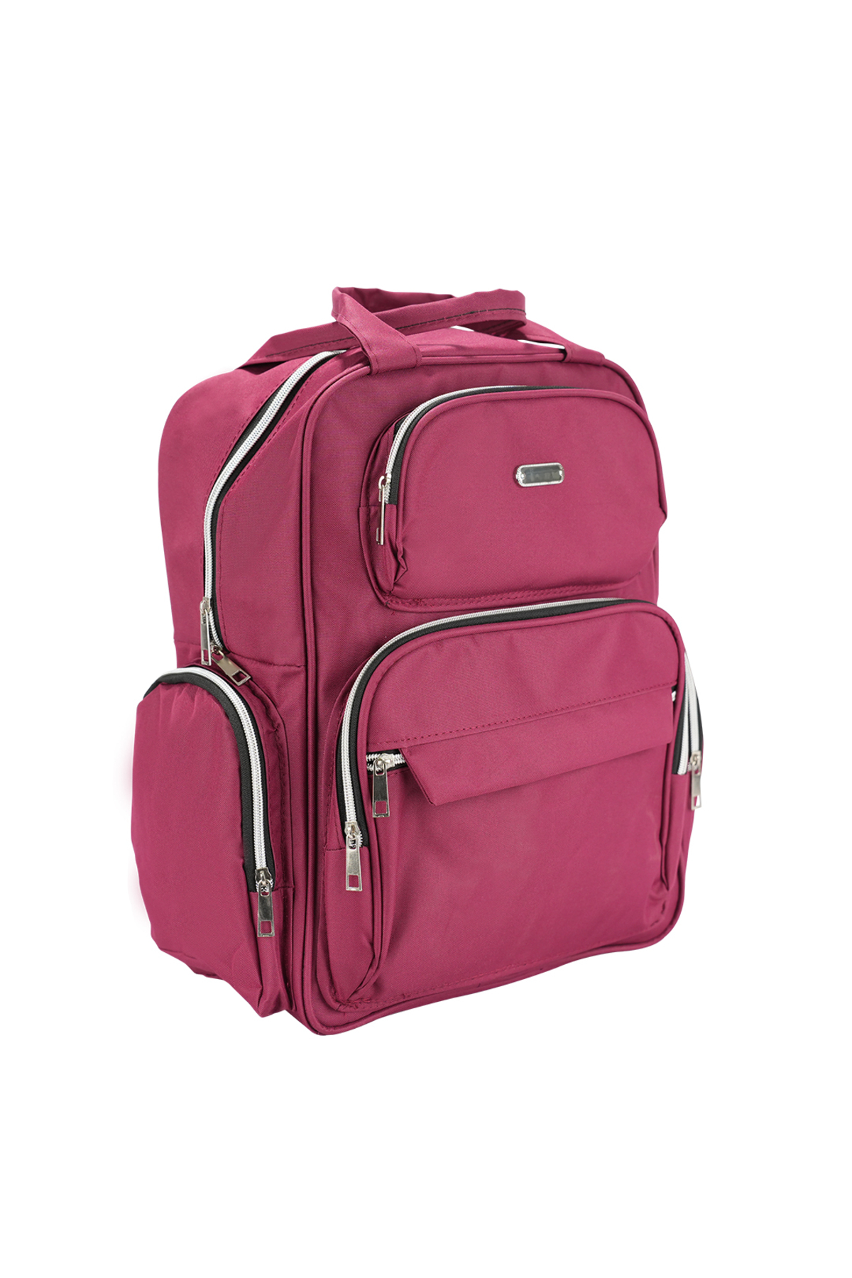 Bagimoo Cepli Anne Bebek Bakım Sırt Çantası Biberon Termoslu Sıvı Geçirmez Bebek Çantası Bordo fotoğrafı 3 (önizleme)