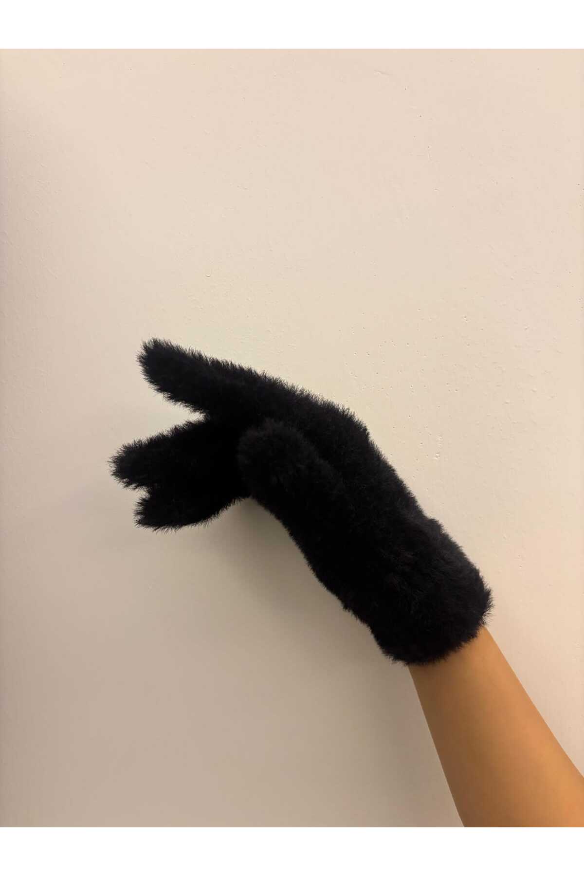 Duflon Kadın Peluş Uzun Eldiven görsel 2