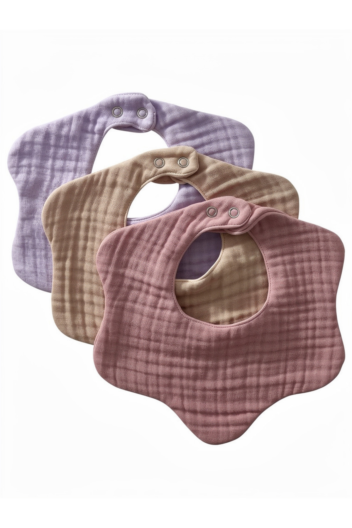 elibaby 3'lü %100 Organik Pamuk 8 Katlı Multi Müslin Çiçek Kız Bebek Salya Mama Önlüğü,Yakalık (MODEL1) fotoğrafı 3 (önizleme)
