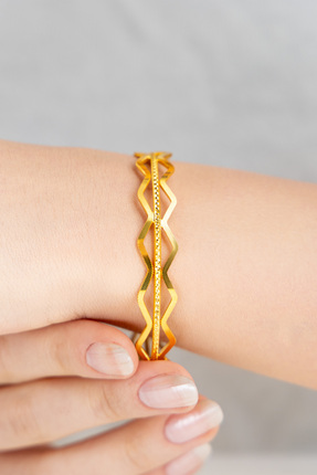 Black Sea Port 925 Ayar Gümüş Üzeri 22 Ayar Altın Kaplama Üçlü Ajda Bilezik