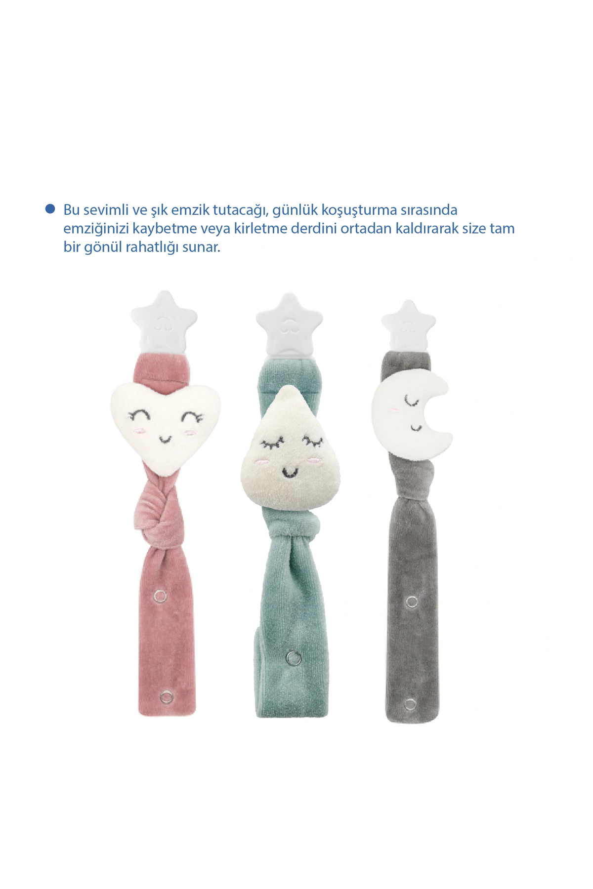 Babyjem Emzik Askısı Kalp Desen Gül Kurusu fotoğrafı 5 (önizleme)