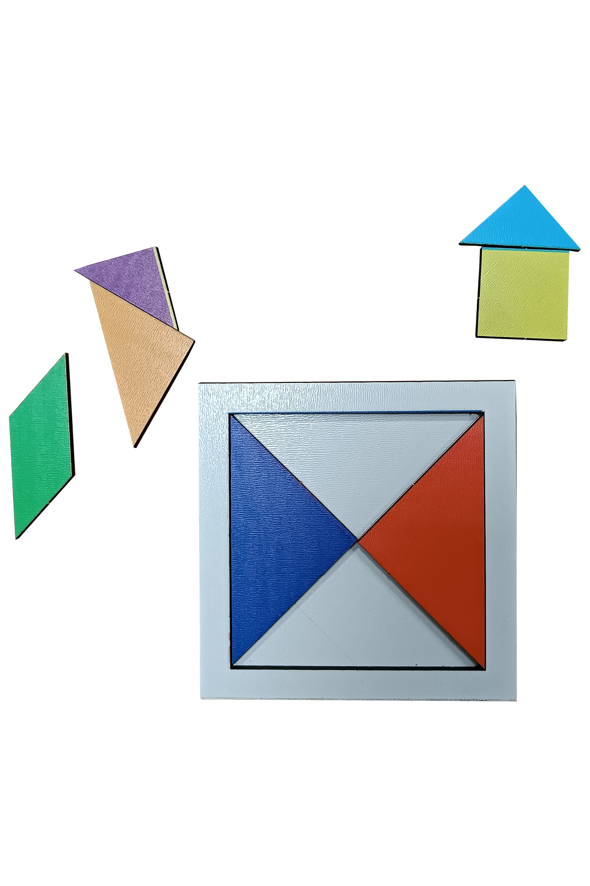 gift plus Ahşap Tangram 7 Parça Eğitici Puzzle Yapboz Oyuncak (10x10 cm) fotoğrafı 3 (önizleme)