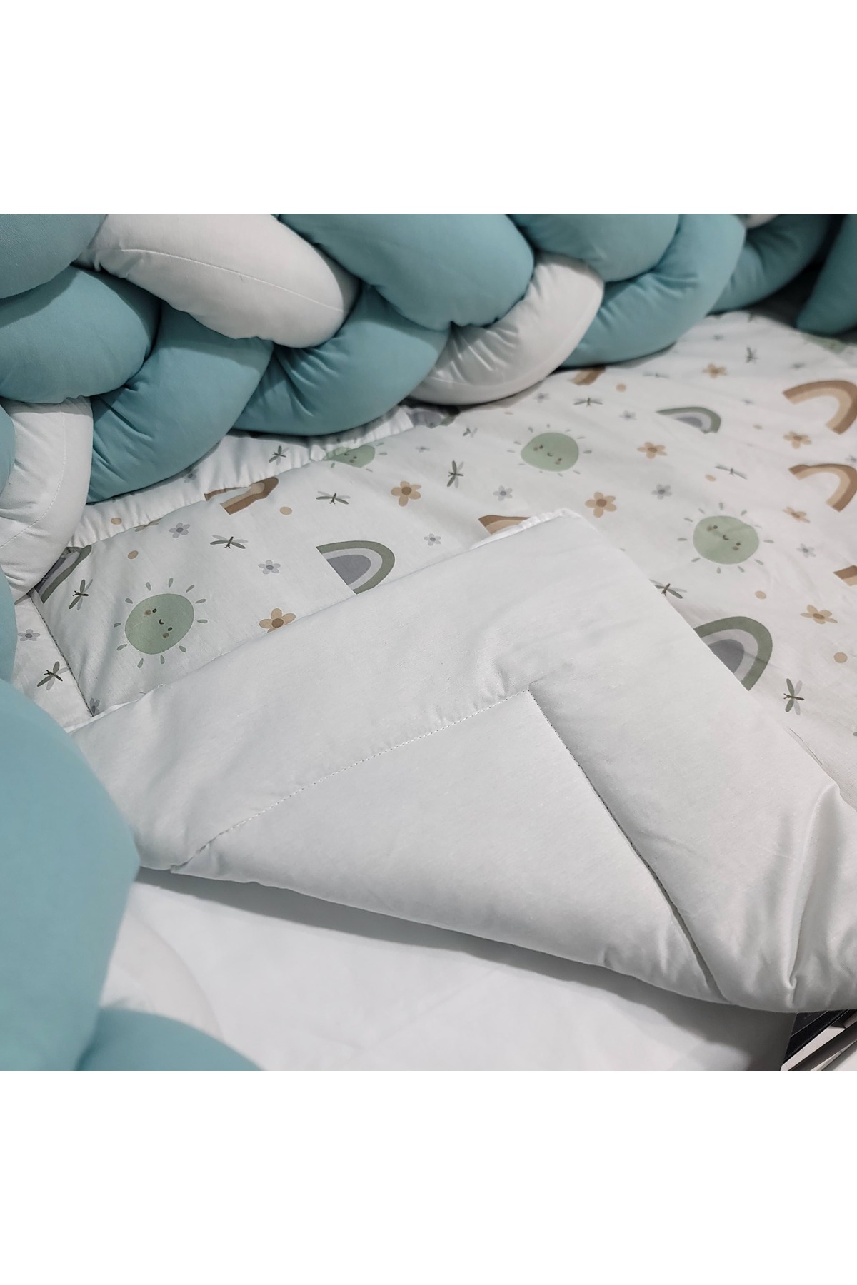 JULYA KİDS 3Lü Örgülü Kenar Koruma Süslü Yastık 7 Parça 60*120 Cm Bebek Beşik Uykuseti fotoğrafı 4 (önizleme)