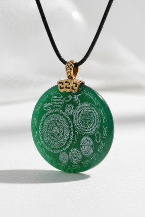 AYDESİA Orjinal EL YAPIMI YEŞİL ÇİFT TARAFLI DUALI AKİK TAŞI KOLYE