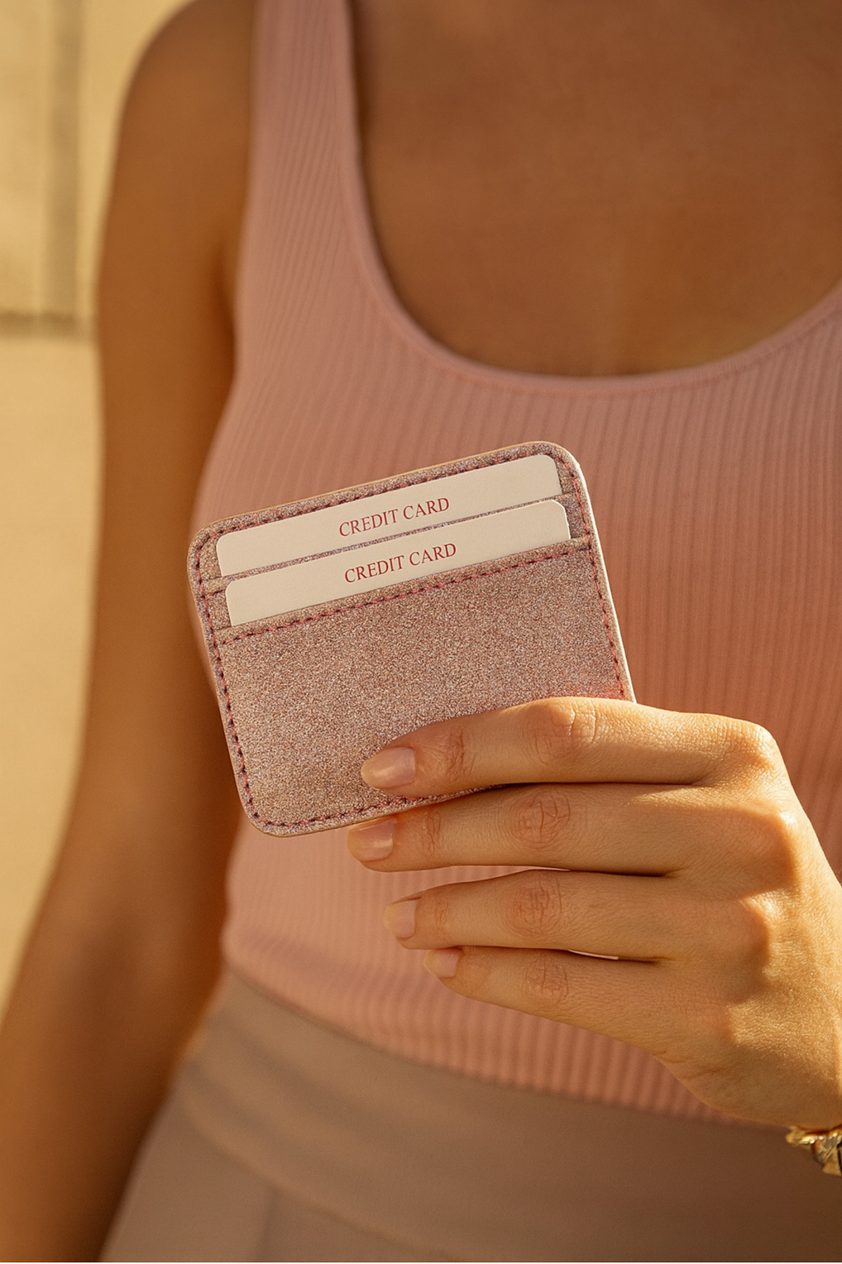 KızılkayaStore Işıltılı Pembe Simli Kartlık