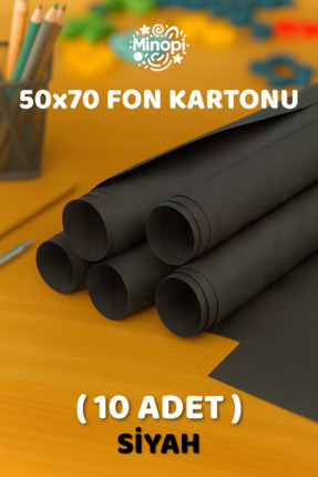 Minopi Siyah Fon Kartonu 50x70 cm 10'lu Paket Renkli Fon Kartonu