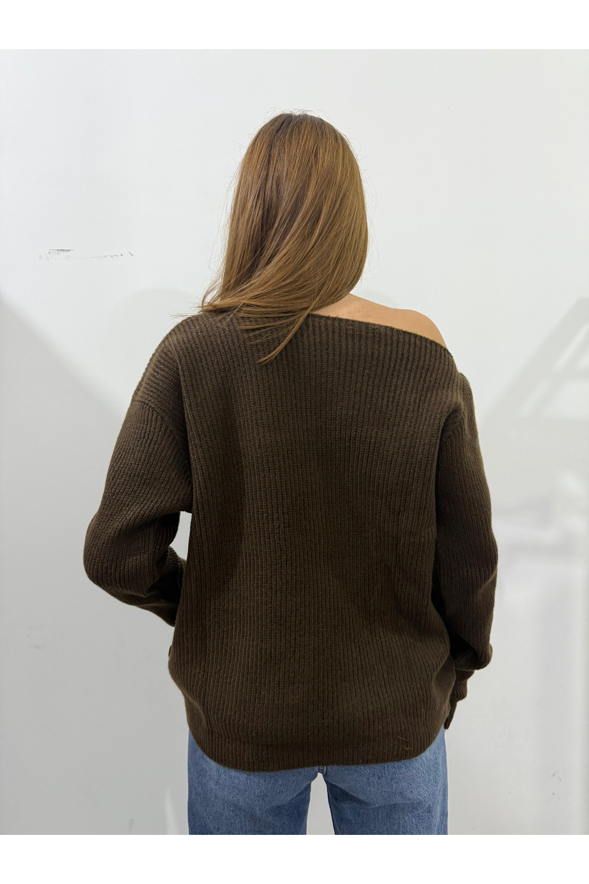 peri tower  YENİ ÜRÜN Omuz Açık Salaş Fit Triko Kazak 0055 - Görsel 8