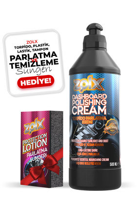 zolx Torpido Plastik Parlatıcı Bakım Kremi Tüm Araçlar İçin 500ml + Sünger HE...