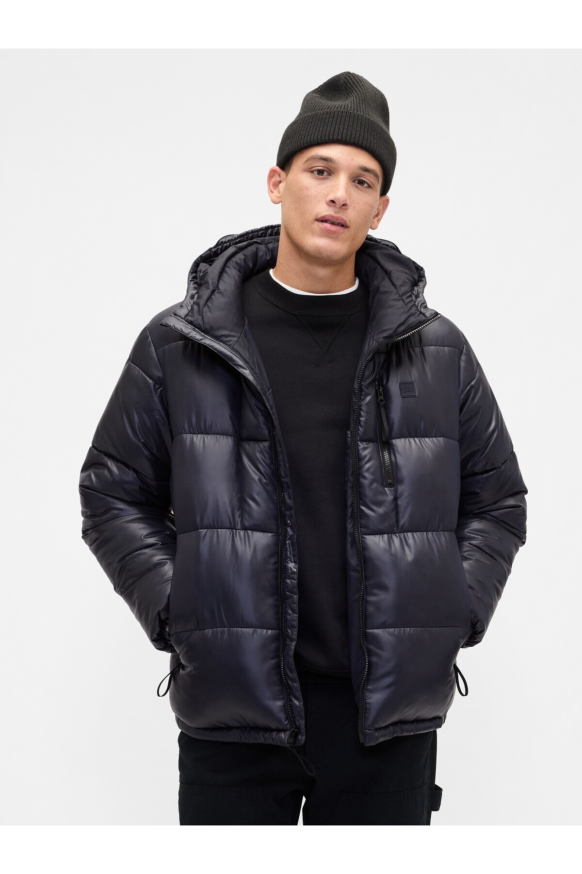 گپ کاپشن پفی سنگین وزن بازیافتی مردانه سرمه‌ای