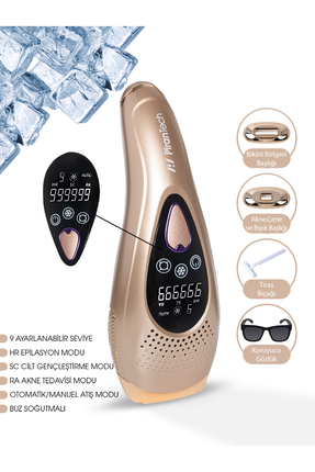 PiranTech BHRL-10 Lcd Ekranlı 9 Seviyeli Cilt Gençleştirici Buz Lazer Ipl Epi...