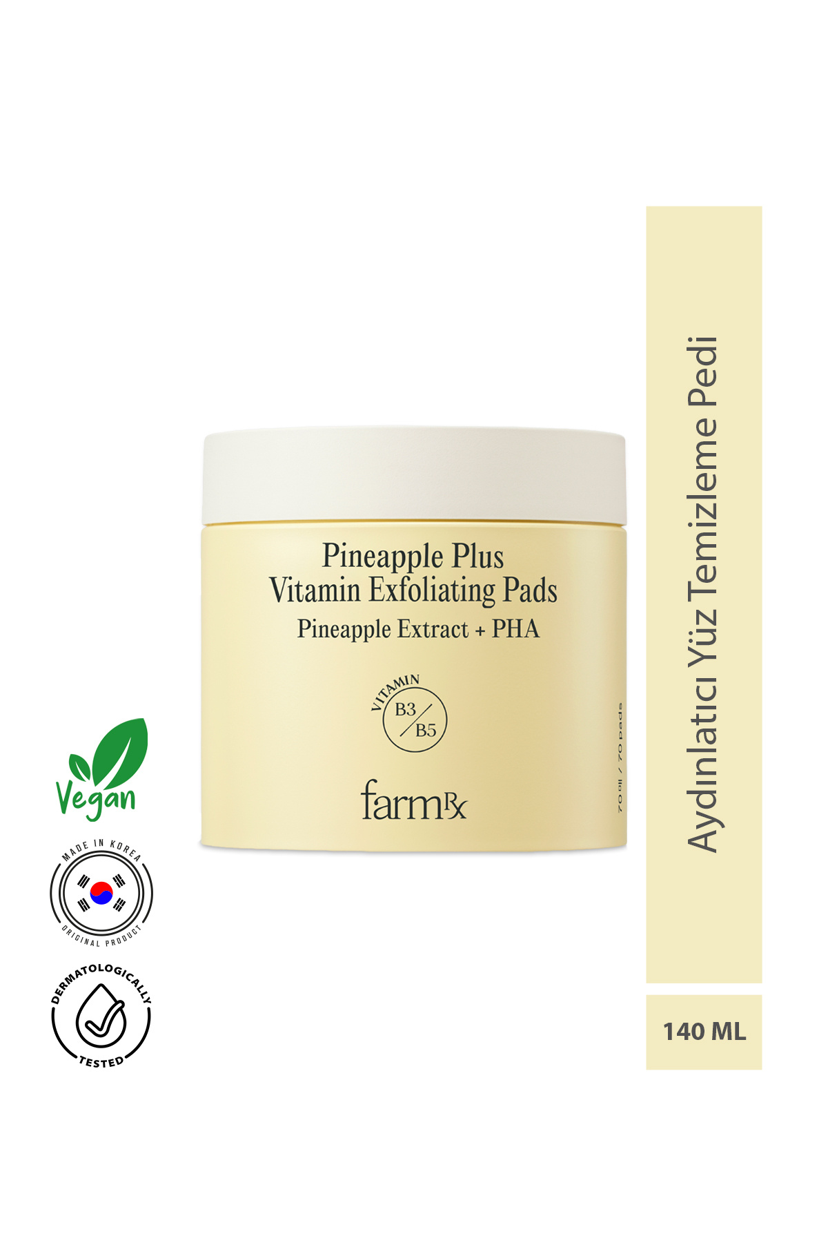 farmrx Pineapple Plus C Vitaminli Peeling Toner Pads 140 Ml Aydınlatıcı Yüz Temizleme Pedi