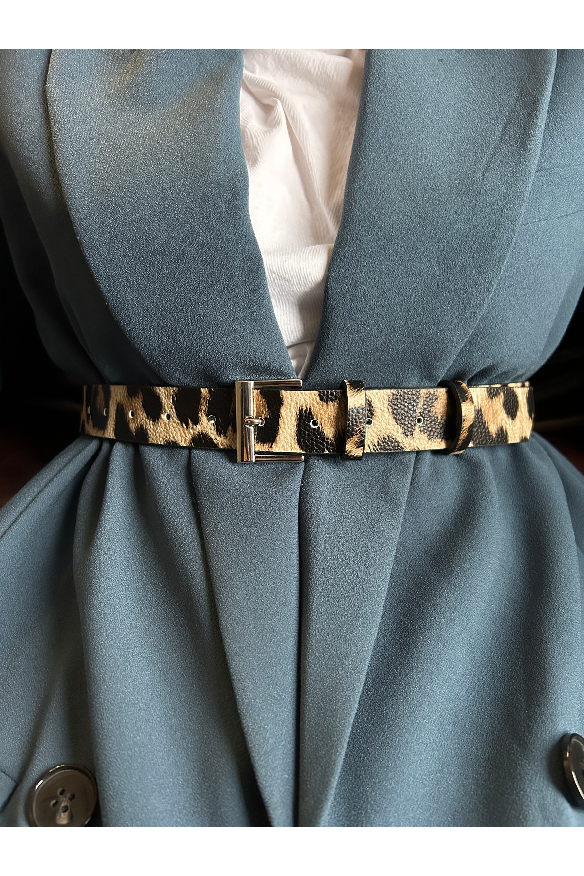 Lyric Square Pattern Women Silver Buckle Belt Jacket Belt Dress Belt Pants Belt