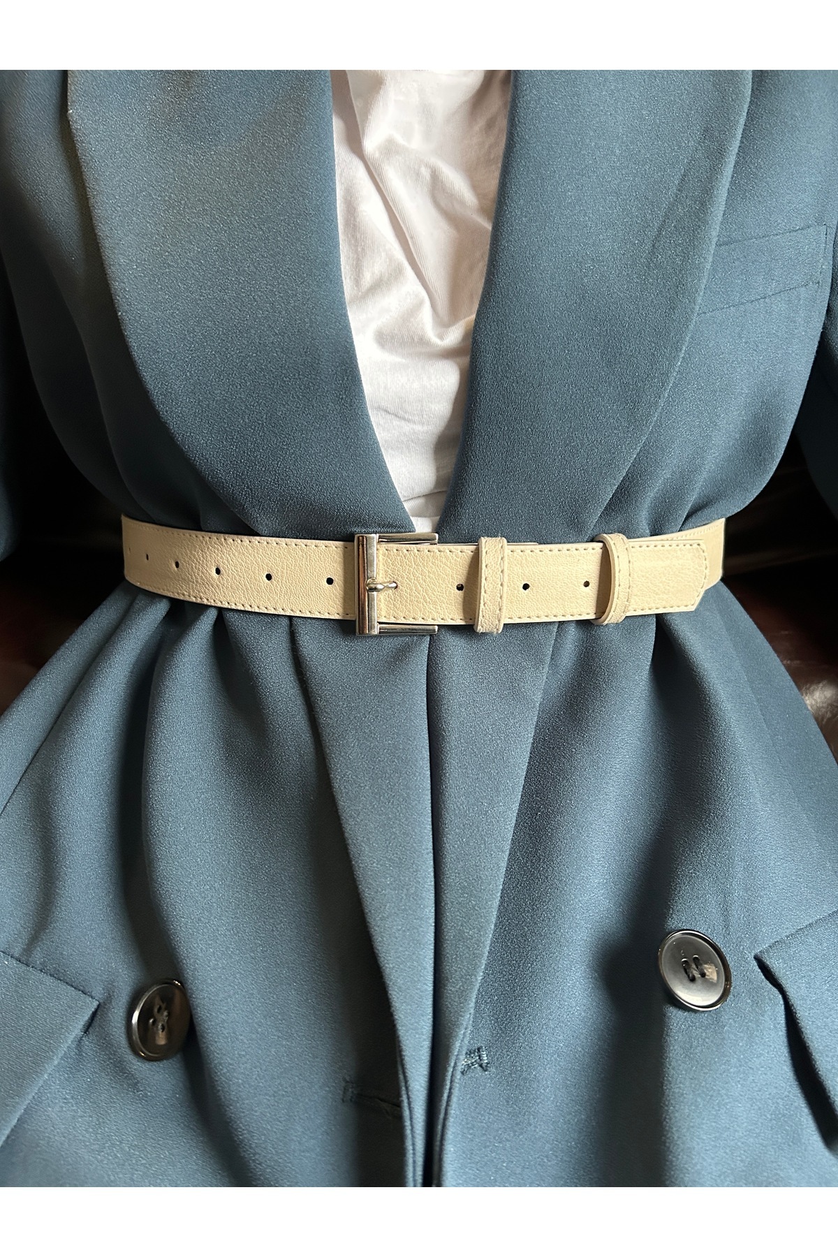 Lyric Square Pattern Women Silver Buckle Belt Jacket Belt Dress Belt Pants Belt