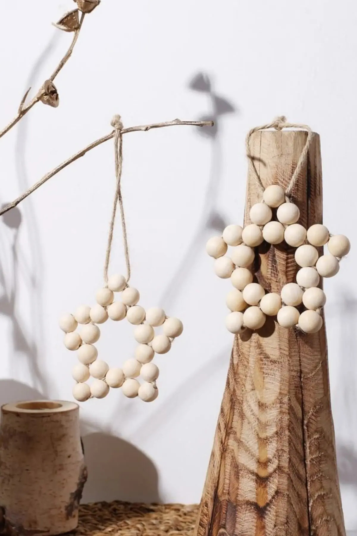 2 Pcs Decorative Wooden Star Beads
