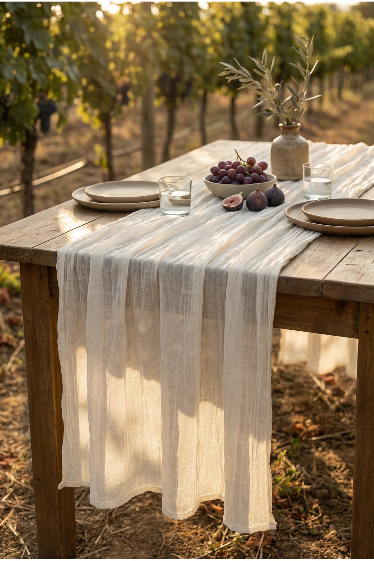 نوف | مفرش طاولة من قماش التول القطني 100%، بوهيمي...