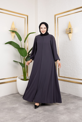 gülmedine Medine İpeği Balon Kollu Mevlana Ferace Abaya