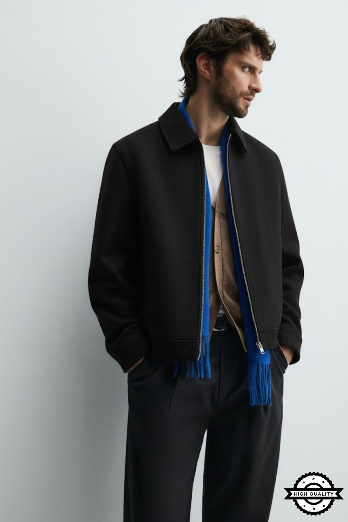 KOCCİ BUTİK  ZRA Model Kaşe Relaxed Fit Erkek Kısa Kaban Ceket Mont - Görsel 2