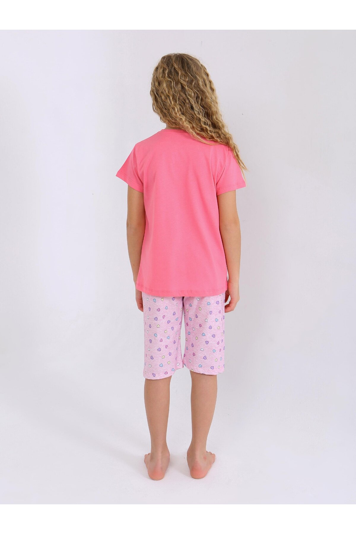 vitmo Kız Çocuk Kısa Kollu Kapri %100 Pamuklu Pijama Takımı More Fun fotoğrafı 4 (önizleme)