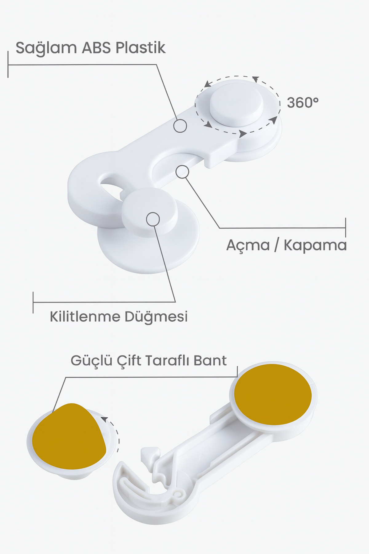 WAPPA 2 Adet Bebek Çocuk Dolap Çekmece Kilidi fotoğrafı 7 (önizleme)