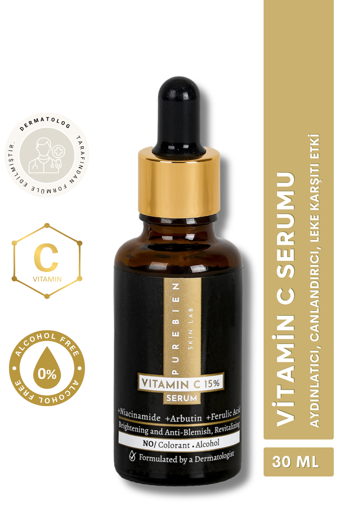 purebien skin lab %15 C Vitamini Serum Niacinamid +Arbutin +Ferulik Asit — 10004